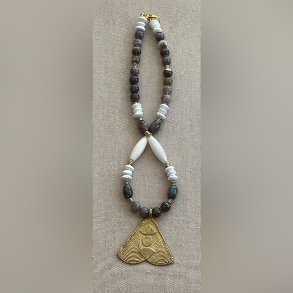 22 inch Botswana Agate and Jade bead necklace NWOT - Picture 4 of 14